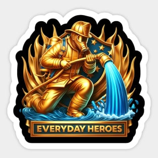 The Heroic Fireman Taming Flames Sticker